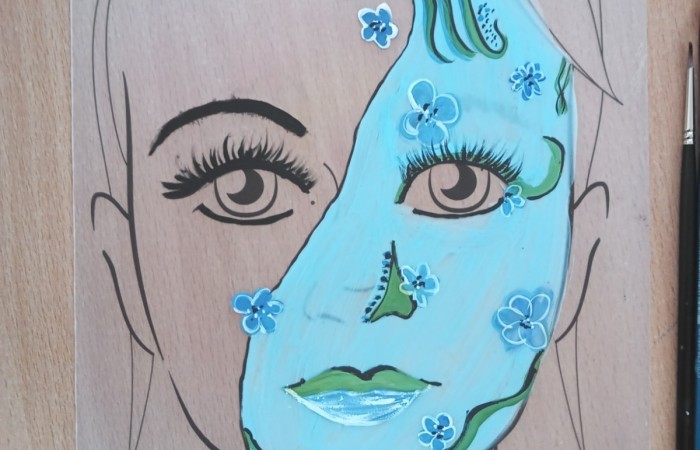 kolorowa twarz na folii