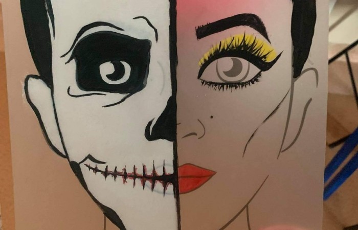 kolorowa twarz na folii